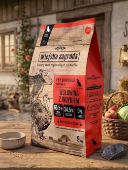 Karma sucha dla psa Wołowina z indykiem L 9 kg